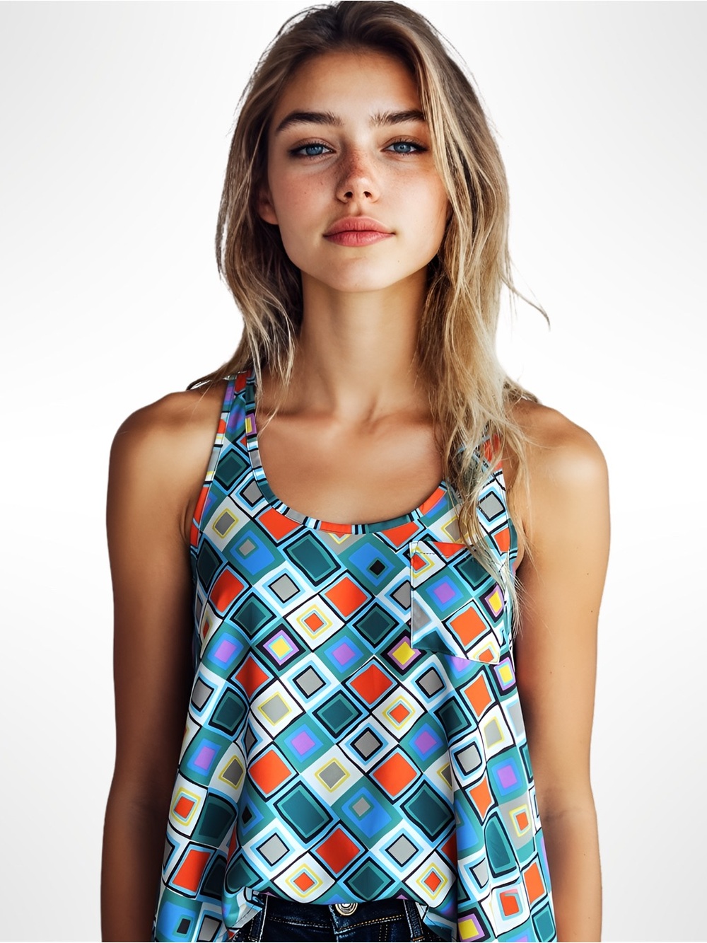 Gabriella Rocha Geometric Print Tank Top Small Pocket